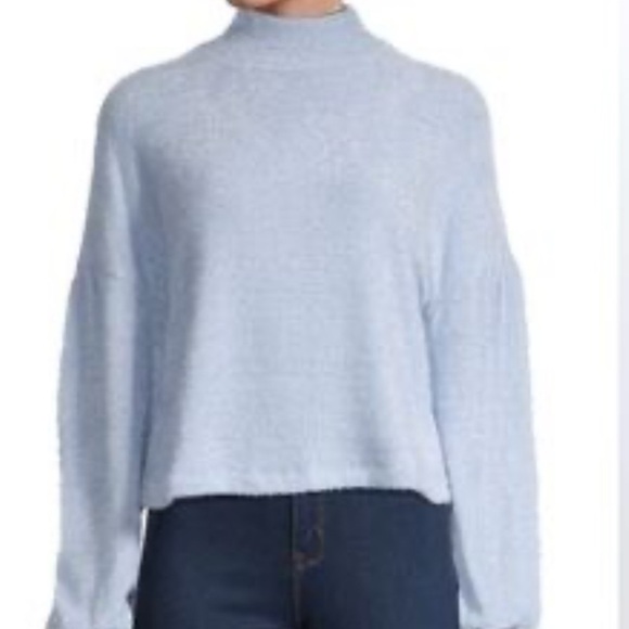Sanctuary | Eyelash Knit Puff Sleeve Sky Blue Sweater | Sz M - Picture 1 of 6